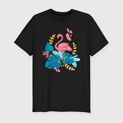 Мужская slim-футболка Фламинго