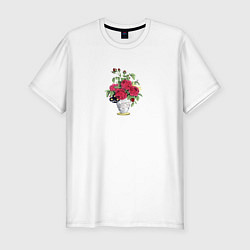 Мужская slim-футболка Розы в вазе