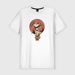 Мужская slim-футболка Кот самурай