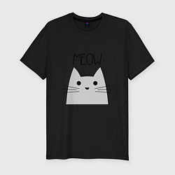 Мужская slim-футболка Котик - Мяу