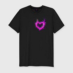 Мужская slim-футболка Розовое Огненное Сердце