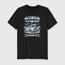 Футболка slim-fit Рыбалка на щуку, цвет: черный