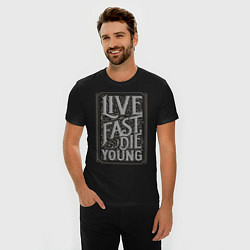 Футболка slim-fit Live fast, die young, цвет: черный — фото 2