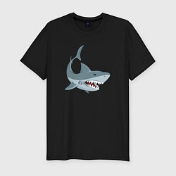 Футболка slim-fit Агрессивная акула, цвет: черный