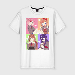 Мужская slim-футболка Girls Doki Doki коллаж