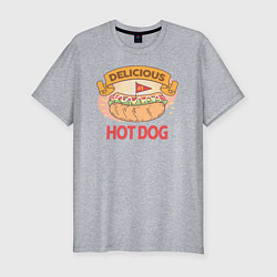 Мужская slim-футболка Delicious Hot Dog