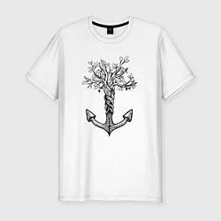 Мужская slim-футболка Славянский якорь в виде дерева