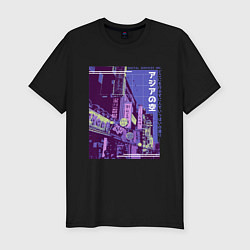 Мужская slim-футболка Neon Asian Street Vaporwave