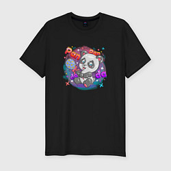 Футболка slim-fit Милая Панда Cute panda, цвет: черный