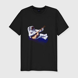 Футболка slim-fit Космонавт гитарист, цвет: черный