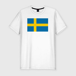 Футболка slim-fit Швеция Флаг Швеции, цвет: белый
