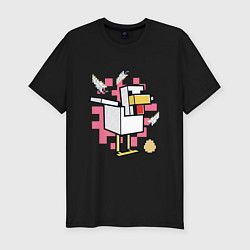 Мужская slim-футболка Курица Chicken Майнкрафт