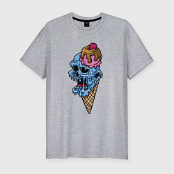 Футболка slim-fit Horror ice cream, цвет: меланж