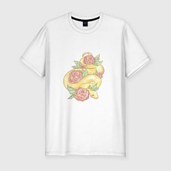 Мужская slim-футболка Змея акварелью