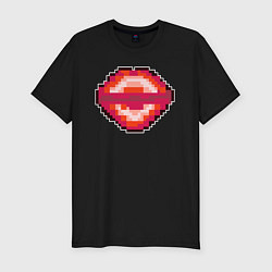 Мужская slim-футболка Пиксельные губы