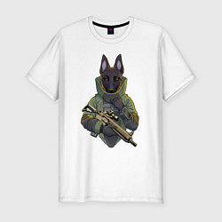 Мужская slim-футболка Овчарка-военный