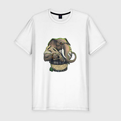 Мужская slim-футболка Слон-военный