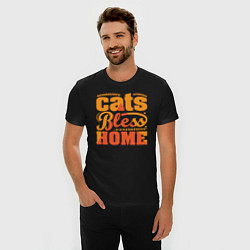 Футболка slim-fit Cats bless home, цвет: черный — фото 2