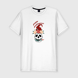Футболка slim-fit Happy Halloween!, цвет: белый
