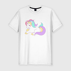 Футболка slim-fit Волшебная лошадка, цвет: белый