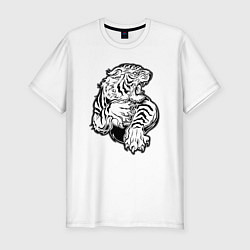 Мужская slim-футболка Белый Тигр