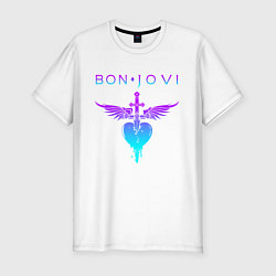 Футболка slim-fit BON JOVI NEON LOGO HEART, цвет: белый