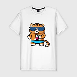 Мужская slim-футболка Веселый тигренок