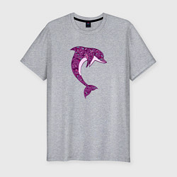 Мужская slim-футболка Дельфин розовый
