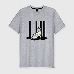 Мужская slim-футболка Штрих код королевы кошка