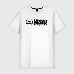Мужская slim-футболка Линкин Парк Лого ЧБ Рок Linkin Park
