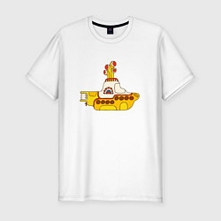 Мужская slim-футболка The Beatles Yellow Submarine в дудл стиле