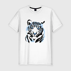 Футболка slim-fit Line Blue Tiger, цвет: белый
