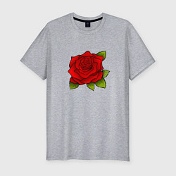 Мужская slim-футболка Красная роза Рисунок