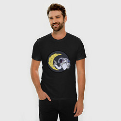 Футболка slim-fit Лунный астронавт, цвет: черный — фото 2
