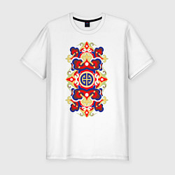 Футболка slim-fit Монгольский орнамент, цвет: белый