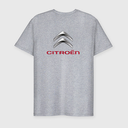 Мужская slim-футболка CITROEN LOGO спина / Меланж – фото 2