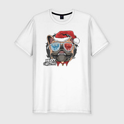 Футболка slim-fit Christmas Dog, цвет: белый