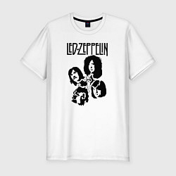 Футболка slim-fit Участники группы Led Zeppelin, цвет: белый