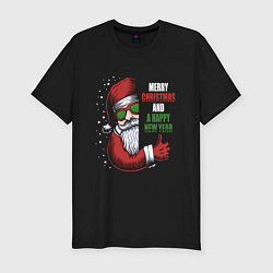 Футболка slim-fit Merry Christmas and Happy New Year!, цвет: черный