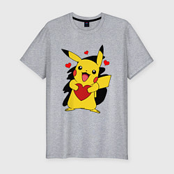 Футболка slim-fit ПИКАЧУ И СЕРДЕЧКО POKENON PIKACHU LOVE, цвет: меланж