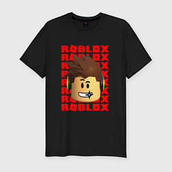 Футболка slim-fit ROBLOX RED LOGO LEGO FACE, цвет: черный