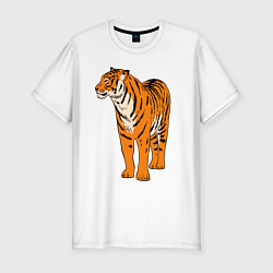 Футболка slim-fit Гордый независимый тигр, цвет: белый