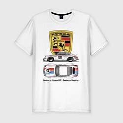 Мужская slim-футболка Porsche 911 Carrera RSR - Daytona 24 Hours 1973 Mo