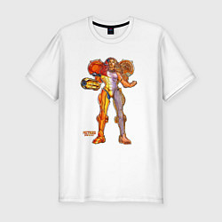 Футболка slim-fit Анатомия Экзоскелета Metroid Dread, цвет: белый