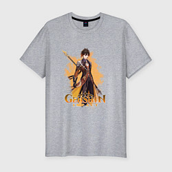 Мужская slim-футболка Чжун Ли Zhongli Genshin Impact