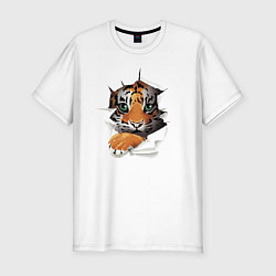 Мужская slim-футболка Милый глазастый тигрёнок