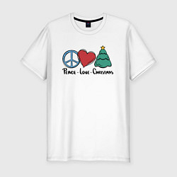 Футболка slim-fit Peace Love and Christmas, цвет: белый