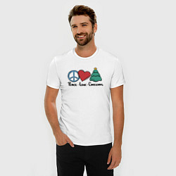 Футболка slim-fit Peace Love and Christmas, цвет: белый — фото 2