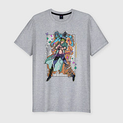 Футболка slim-fit Jolyne лучшая девочка jojo stone ocean, цвет: меланж