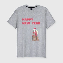 Мужская slim-футболка Ацуши и Акутагава Happy New Year